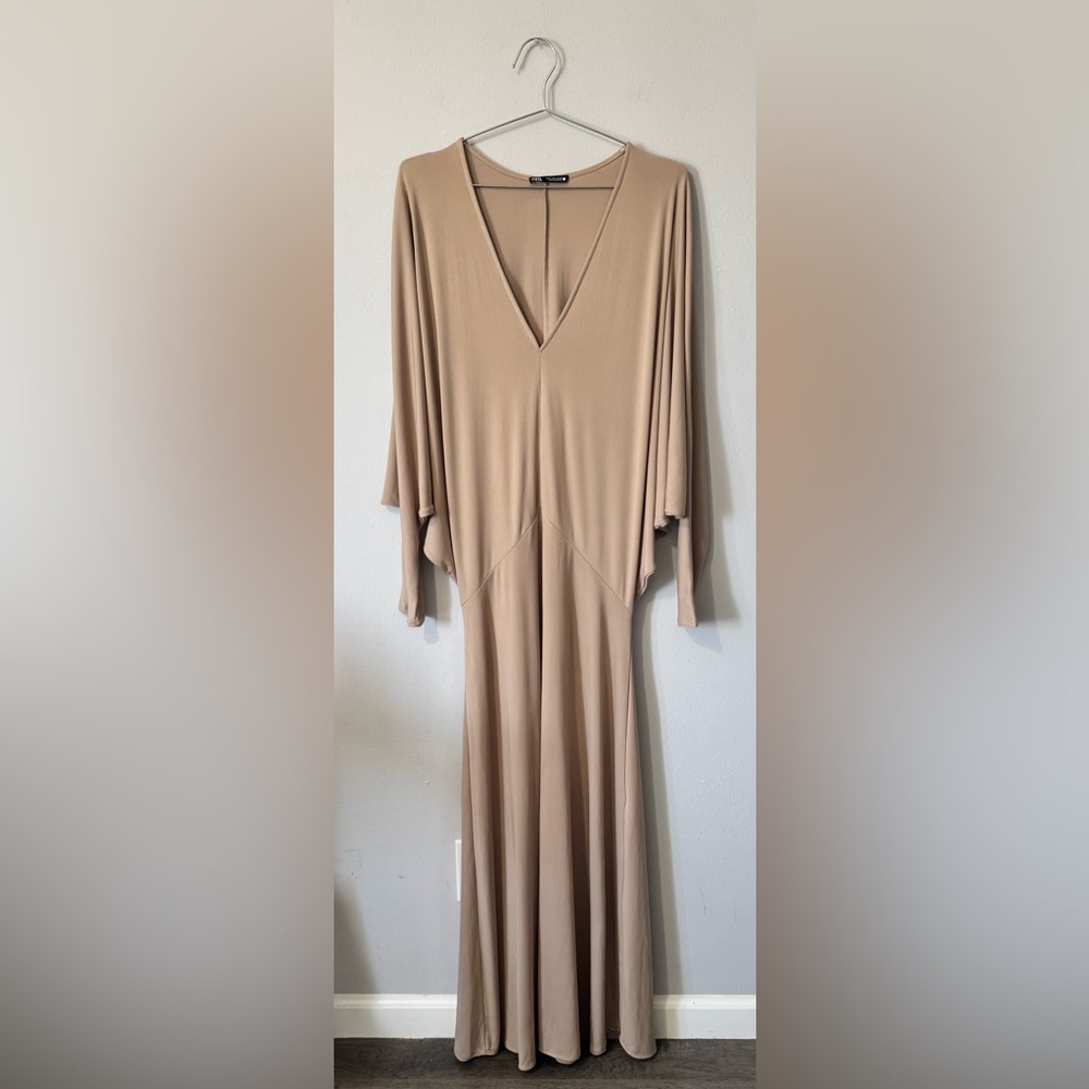 Zara Beige Long Sleeve Dress